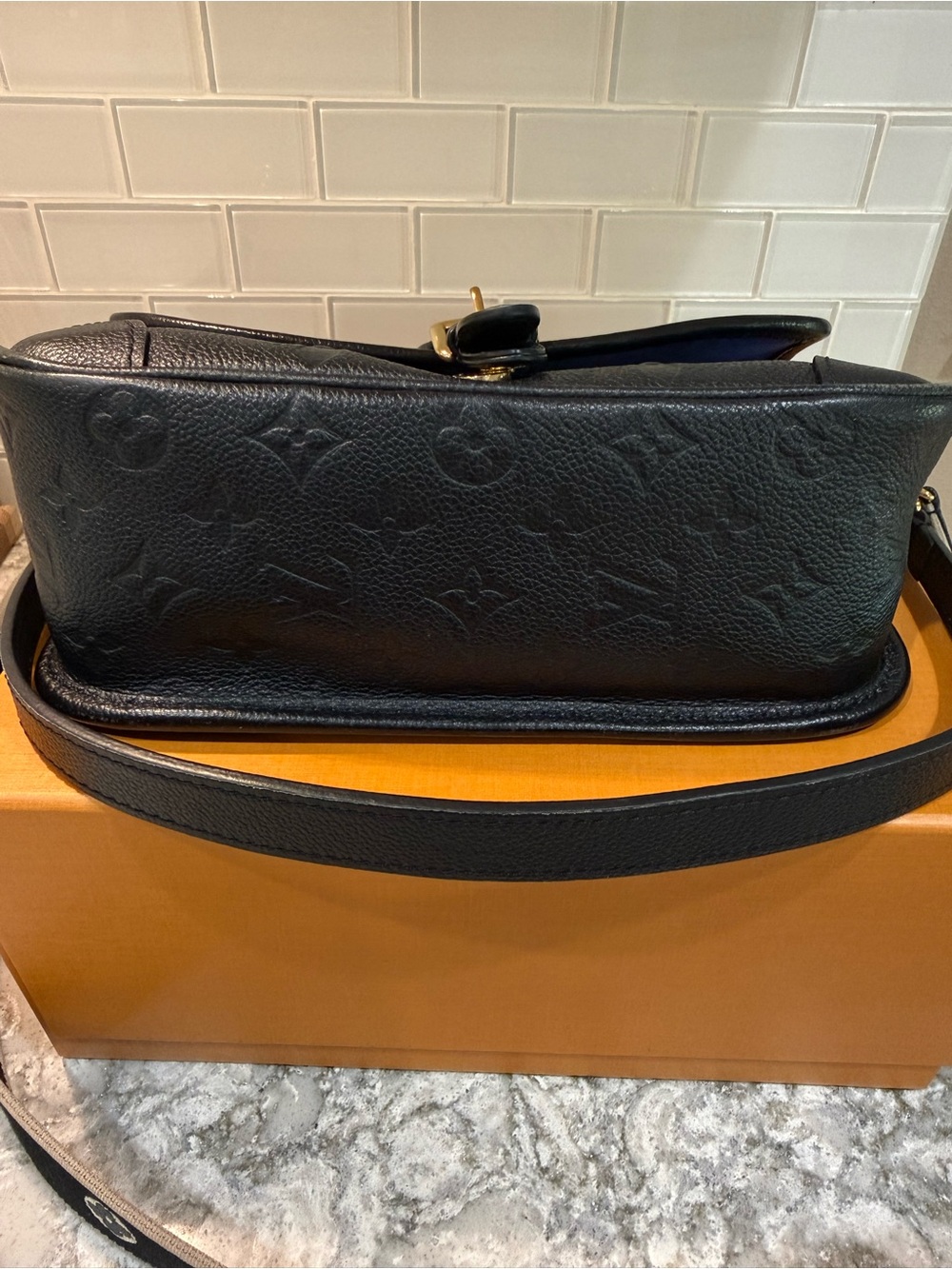 Louis Vuitton Black Embossed Monogram Crossbody with Branded Strap - Picture 5 of 7